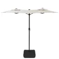 Parasol de jardin à double tête avec LED blanc sable 316x240 cm