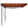 Auvent manuel rétractable avec poteaux 6x3 m Orange et marron
