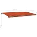 Auvent manuel rétractable avec poteaux 6x3 m Orange et marron