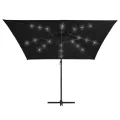 Parasol de jardin en porte-à-faux lumières LED et mât en acier