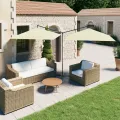 Parasol de jardin double avec mât en acier Sable 600x300 cm