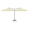 Parasol de jardin double avec mât en acier Sable 600x300 cm