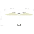 Parasol de jardin double avec mât en acier Sable 600x300 cm