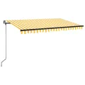 Auvent manuel rétractable avec LED 450x350 cm Jaune et blanc