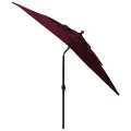 Parasol de jardin à 3 niveaux mât en aluminium rouge bordeaux
