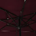 Parasol de jardin à 3 niveaux mât en aluminium rouge bordeaux