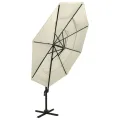 Parasol de jardin à 4 niveaux avec mât en aluminium sable