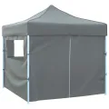 Tente de réception escamotable avec 4 parois 3x3 m Anthracite