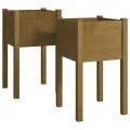 Jardinières 2 pcs Marron miel 40x40x70 cm Bois de pin massif