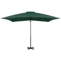 Parasol de jardin en porte-à-faux et poteau en aluminium vert