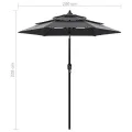 Parasol de jardin à 3 niveaux avec mât en aluminium anthracite