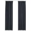 Rideaux occultants avec crochets 2 pcs Anthracite 140x225 cm