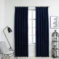Rideaux occultants et crochet 2pcs Velours Bleu foncé 140x225cm