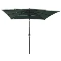 Parasol de jardin à 3 niveaux avec mât en aluminium vert