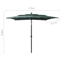 Parasol de jardin à 3 niveaux avec mât en aluminium vert
