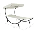 Chaise longue de jardin avec auvent et oreiller Blanc crème