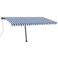 Auvent automatique sur pied 400x300 cm Bleu et blanc
