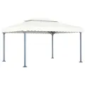 Tonnelle avec guirlande lumineuse à LED 4x3 m Crème Aluminium