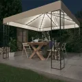 Tonnelle avec guirlande lumineuse à LED 3x3 m Crème Tissu