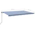 Auvent automatique capteur de vent/LED 500x300 cm Bleu et blanc