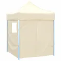 Tente de réception pliable avec 4 parois 2x2 m Acier Crème