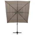 Parasol de jardin à 4 niveaux avec mât en aluminium taupe