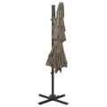 Parasol de jardin à 4 niveaux avec mât en aluminium taupe