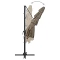 Parasol de jardin à 4 niveaux avec mât en aluminium taupe