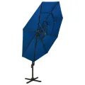 Parasol de jardin à 4 niveaux avec mât en aluminium bleu azuré