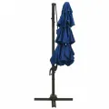 Parasol de jardin à 4 niveaux avec mât en aluminium bleu azuré