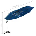 Parasol de jardin à 4 niveaux avec mât en aluminium bleu azuré