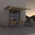 Auvent automatique capteur de vent/LED 500x300cm Jaune et blanc