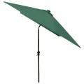Parasol de jardin avec LED et mât en acier Vert 2x3 m