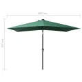 Parasol de jardin avec LED et mât en acier Vert 2x3 m