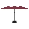 Parasol de jardin à double tête avec LED rouge bordeaux
