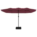 Parasol de jardin à double tête avec LED rouge bordeaux