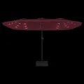 Parasol de jardin à double tête avec LED rouge bordeaux