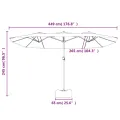 Parasol de jardin à double tête avec LED rouge bordeaux