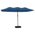 Parasol de jardin à double tête avec LED bleu azuré 449x245 cm