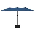 Parasol de jardin à double tête avec LED bleu azuré 449x245 cm