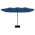 Parasol de jardin à double tête avec LED bleu azuré 449x245 cm