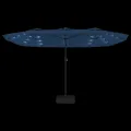 Parasol de jardin à double tête avec LED bleu azuré 449x245 cm