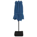 Parasol de jardin à double tête avec LED bleu azuré 449x245 cm
