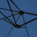 Parasol de jardin à double tête avec LED bleu azuré 449x245 cm