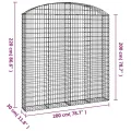 Panier de gabions arqué 200x30x200/220 cm Fer galvanisé