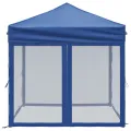 Tente de réception pliable avec parois Bleu 2x2 m