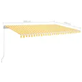 Auvent manuel rétractable avec LED 500x350 cm Jaune et blanc
