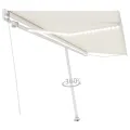 Auvent manuel rétractable avec LED 500x350 cm Crème