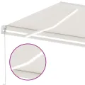 Auvent manuel rétractable avec LED 500x350 cm Crème