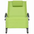 Chaise longue avec oreiller Vert Textilène